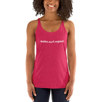 Load image into Gallery viewer, Women&#39;s wake.surf.repeat Tank w/ seattlewake on the back
