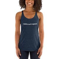Load image into Gallery viewer, Women&#39;s wake.surf.repeat Tank w/ seattlewake on the back

