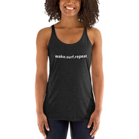 Load image into Gallery viewer, Women&#39;s wake.surf.repeat Tank w/ seattlewake on the back
